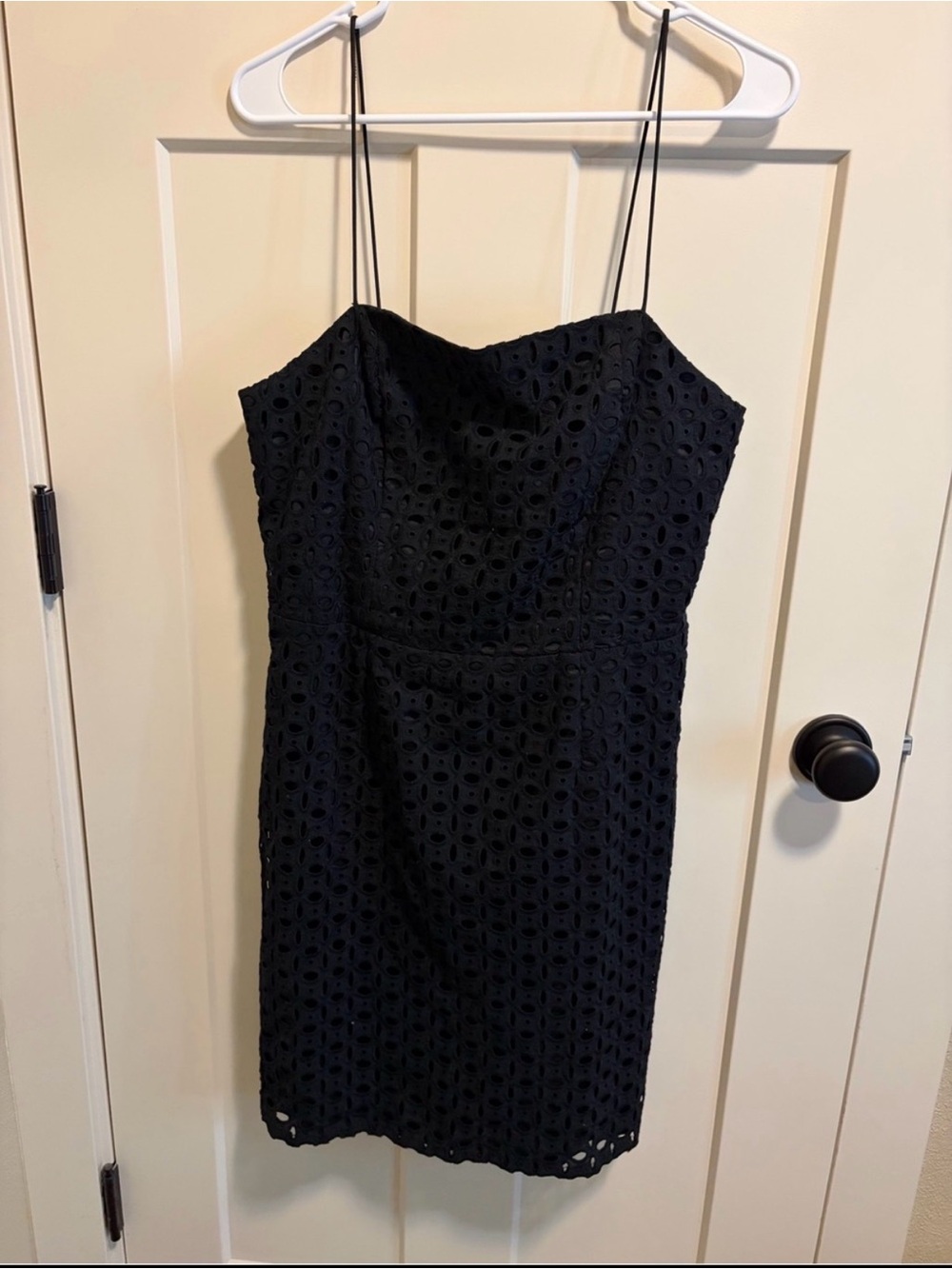 Black Spaghetti Strap Eyelet Cut-Out Dress